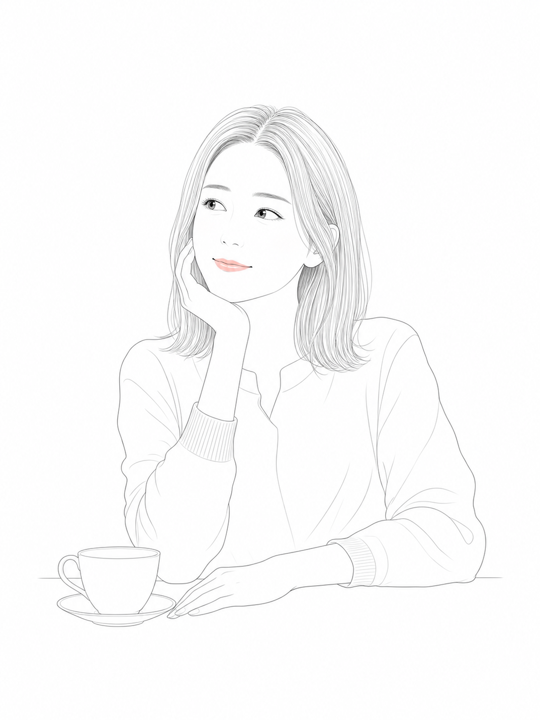 一言の見方を変える女性の線画