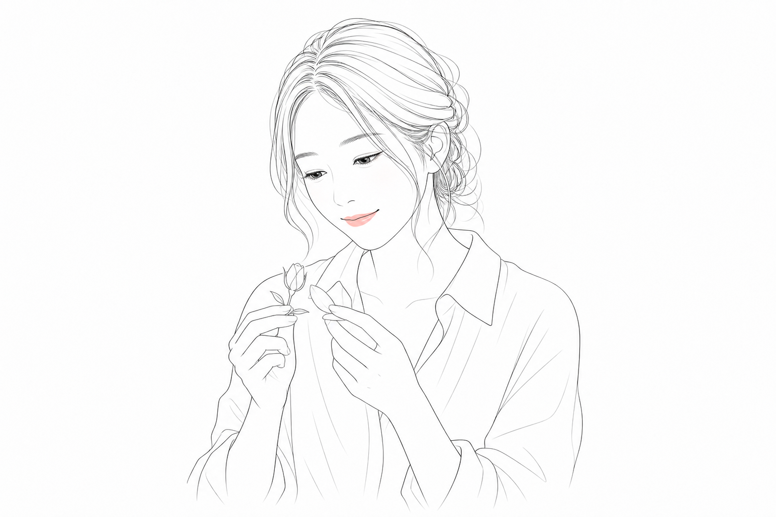 自分らしさを探す女性の線画